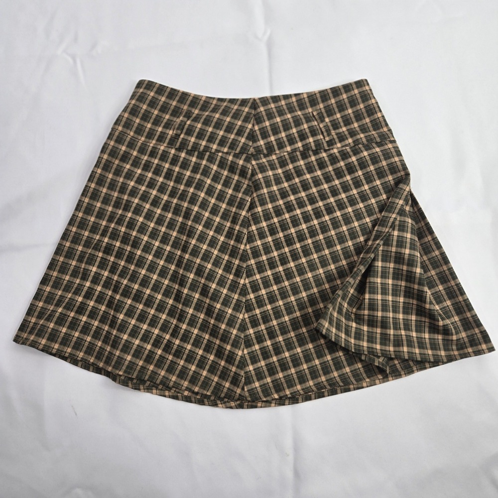Cider Plaid Mini Skirt A-Line‎ High Waist Green Tan Skater Size Small  90s Punk